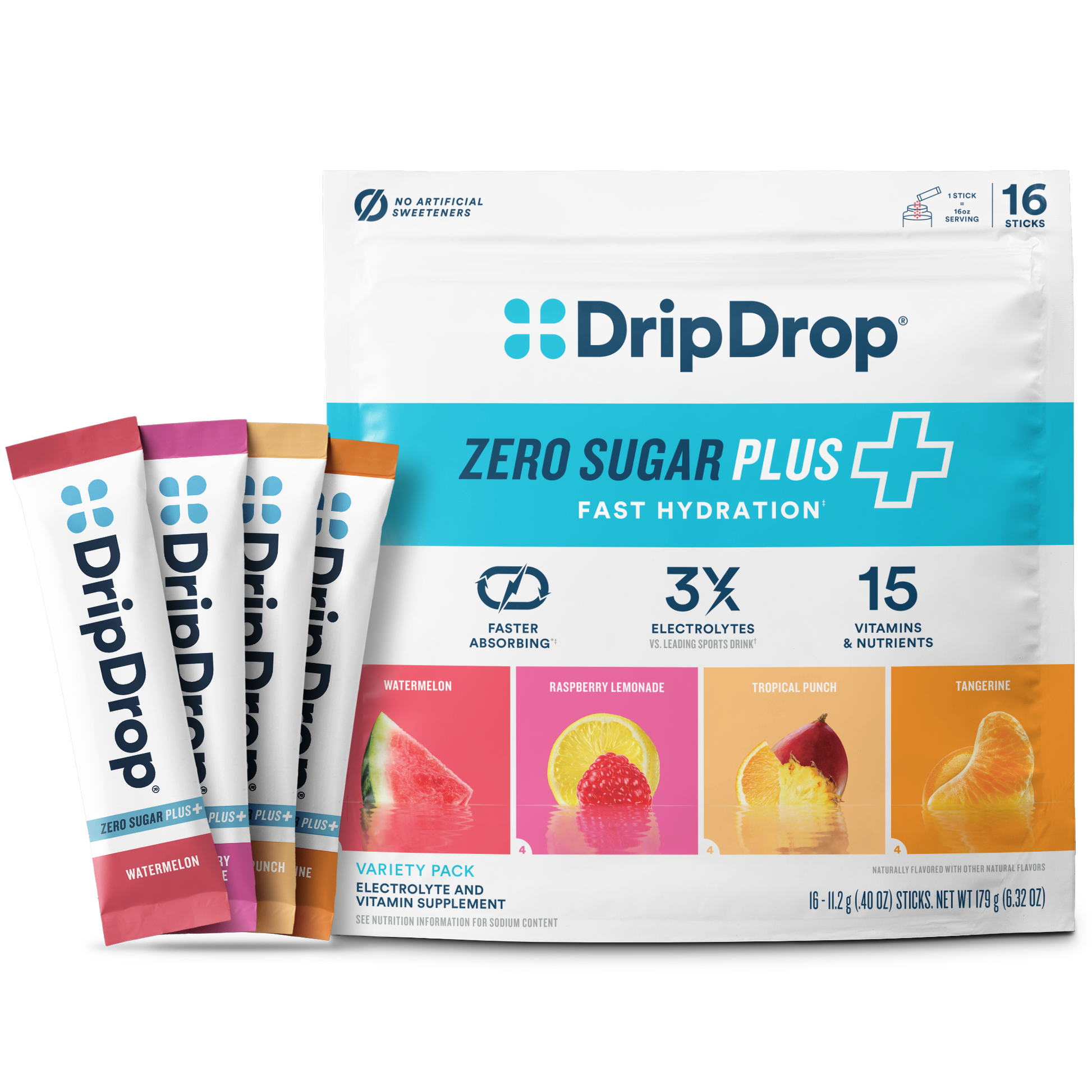 dripdrop-zero-sugar-plus-watermelon-tangerine-tropical-punch-raspberry-lemonade-16-oz-sticks-16-count-h6 Pouch_16ct_Front16ozSticks_VSPlus_Variety_A.png